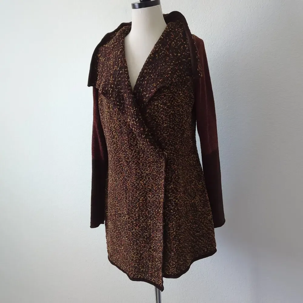 Soft Surroundings Womens Sweater Brown Longline Size Medium Top Neutral Cardigan